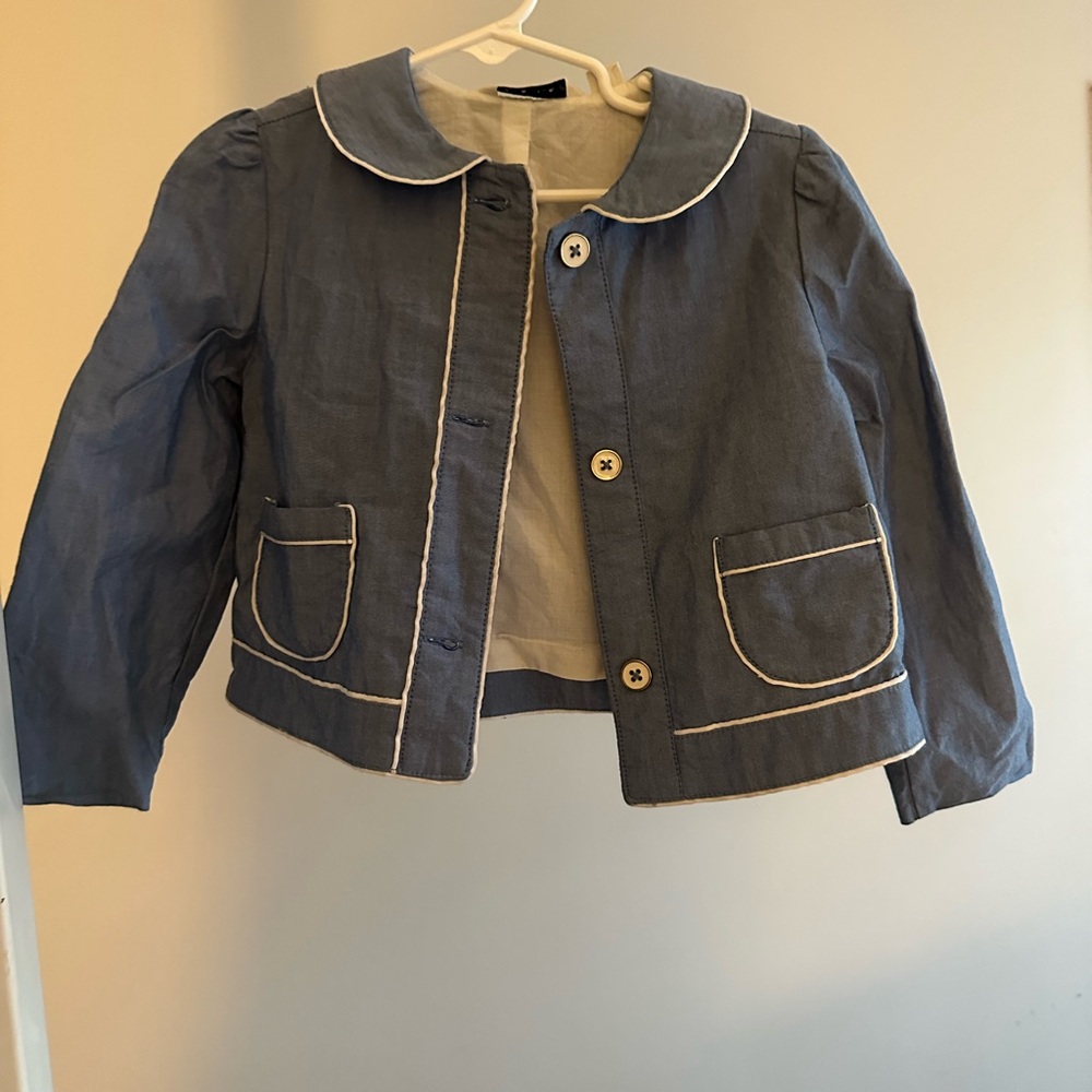 Blue Kids Jacket with White Trim
